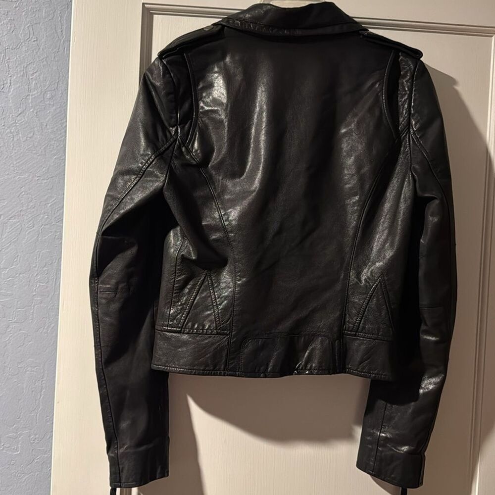 JOIE Ailey Black Lamb Leather Skin Moto Jacket Size Small - Picture 9 of 16